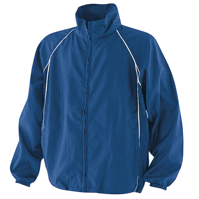Royal-Royal-White - Front - Finden & Hales Mens Piped Showerproof Full Zip Sports Training Jacket