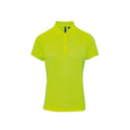 Neon Yellow - Front - Premier Womens-Ladies Coolchecker Short Sleeve Pique Polo T-Shirt