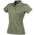 Olive - Front - Henbury Womens-Ladies Coolplus® Fitted Polo Shirt