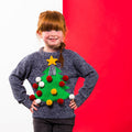 Grey - Back - Christmas Shop Childrens-Kids 3D Christmas Jumper