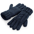 Navy - Front - Beechfield Unisex Cable Knit Melange Gloves
