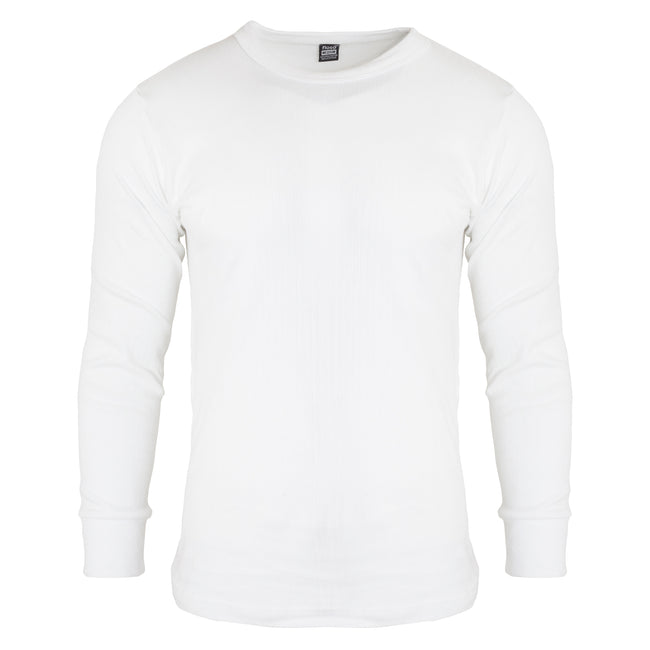 White - Front - FLOSO Mens Thermal Underwear Long Sleeve T Shirt Top (Standard Range)