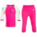 Pink Lady Print - Front - Trespass Childrens-Kids Smiley 3-4 Sleeve Top And 3-4 Bottoms Swim Set