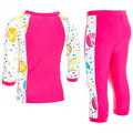 Pink Lady Print - Back - Trespass Childrens-Kids Smiley 3-4 Sleeve Top And 3-4 Bottoms Swim Set