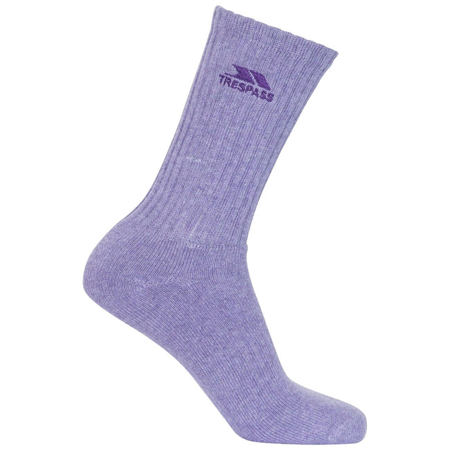 Light Grey-Smoke-Purple Heather - Side - Trespass Womens-Ladies Stopford Cushioned Socks (Pack Of 3)