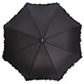 Black - Back - Womens-Ladies Black Lightweight Frilly Walking Umbrella