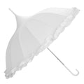 White - Front - X-Brella Womens-Ladies Frill Wedding Stick Umbrella