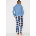 Blue - Back - Mens Checked Jersey Pyjamas
