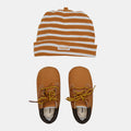 Wheat - Front - Timberland Leather Baby Hat And Booties Set
