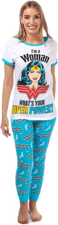 White-Blue - Back - Wonder Woman Womens-Ladies I`m A Woman Cotton Pyjama Set