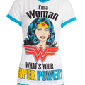 White-Blue - Lifestyle - Wonder Woman Womens-Ladies I`m A Woman Cotton Pyjama Set