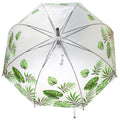 Clear-Green - Back - X-Brella Unisex Adults 23in Transparent Tropical Leaf Stick Umbrella