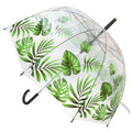 Clear-Green - Front - X-Brella Unisex Adults 23in Transparent Tropical Leaf Stick Umbrella