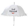 White - Front - X-brella Womens-Ladies Frilly Just Married Wedding Umbrella