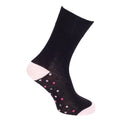 Black-Purple-Pink - Side - Cottonique Womens-Ladies Comfort Fit Spotted Heart Socks (6 Pairs)