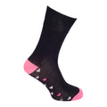 Black-Purple-Pink - Pack Shot - Cottonique Womens-Ladies Comfort Fit Spotted Heart Socks (6 Pairs)