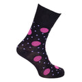Black-Purple-Pink - Close up - Cottonique Womens-Ladies Comfort Fit Spotted Heart Socks (6 Pairs)