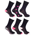 Black-Purple-Pink - Front - Cottonique Womens-Ladies Comfort Fit Spotted Heart Socks (6 Pairs)