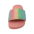 Multicoloured - Side - Childrens Girls Rainbow Glitter Sliders